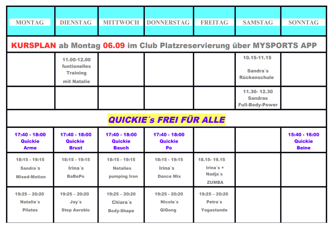 FitnessStudio: tolles Kursangebot - Womens-First